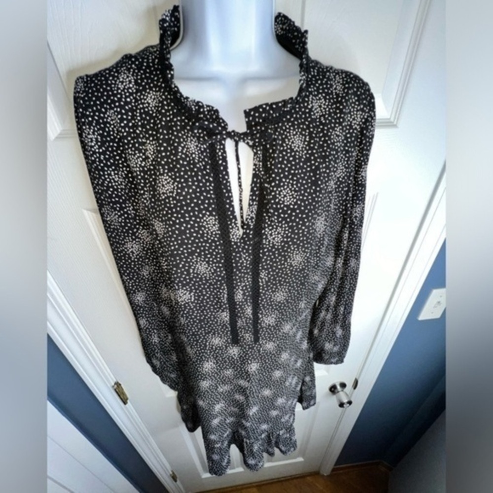LOFT Black and White Long Sleeve Dress